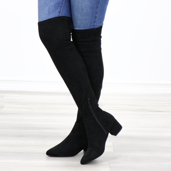 *Restock Over The Knee Black Boots Faux Suede - Picture 11 of 16